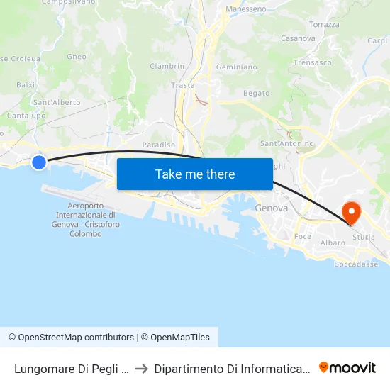 Lungomare Di Pegli 1/Varenna to Dipartimento Di Informatica E Matematica map