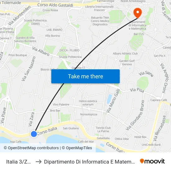 Italia 3/Zara to Dipartimento Di Informatica E Matematica map