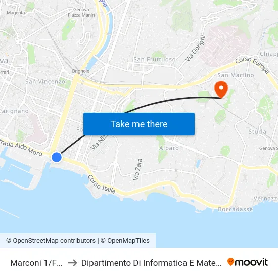 Marconi 1/Fiera to Dipartimento Di Informatica E Matematica map