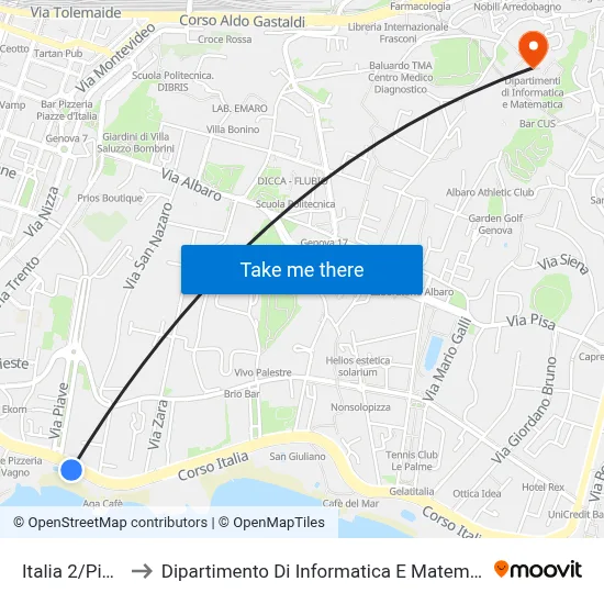 Italia 2/Piave to Dipartimento Di Informatica E Matematica map