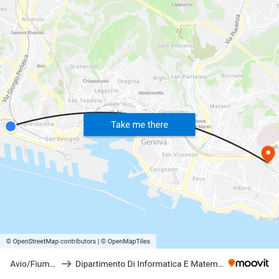 Avio/Fiumara to Dipartimento Di Informatica E Matematica map