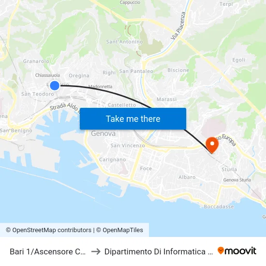 Bari 1/Ascensore Cremagliera to Dipartimento Di Informatica E Matematica map