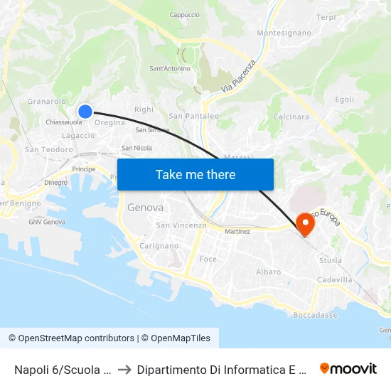Naples 6/Mazza School to Department of Computer Science and Mathematics map
