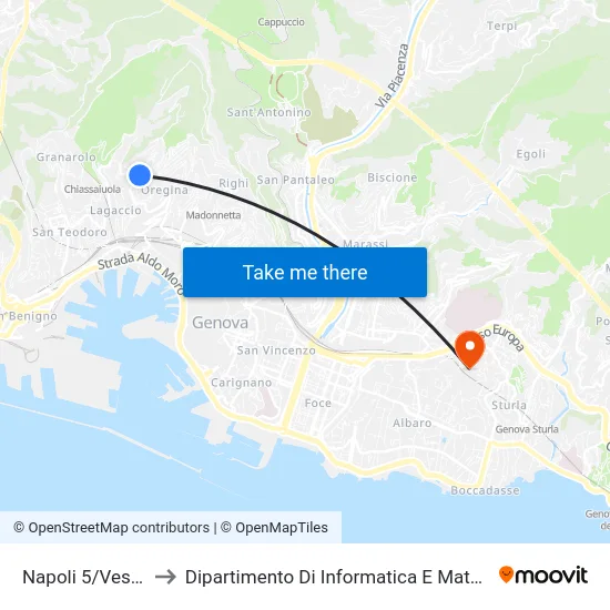 Napoli 5/Vesuvio to Dipartimento Di Informatica E Matematica map