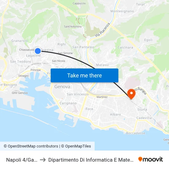 Napoli 4/Gaeta to Department of Computer Science and Mathematics map