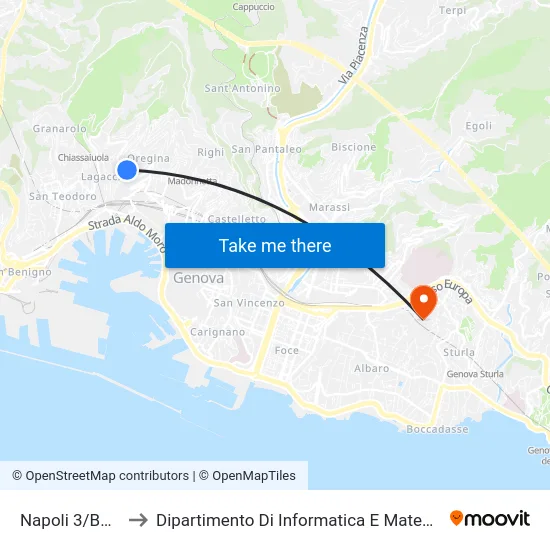 Napoli 3/Boine to Dipartimento Di Informatica E Matematica map