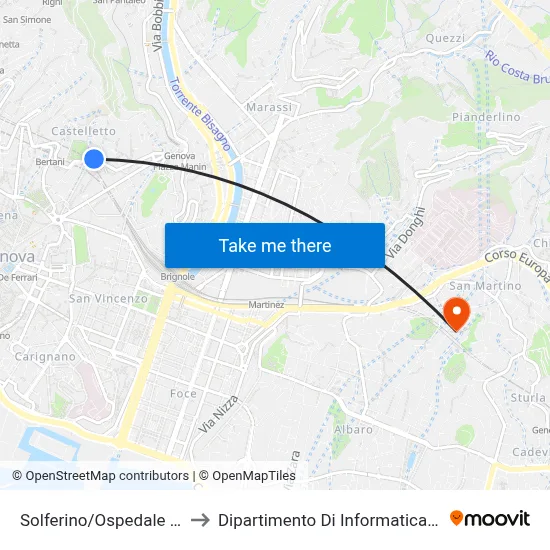 Solferino/Evangelical Hospital to Department of Computer Science and Mathematics map