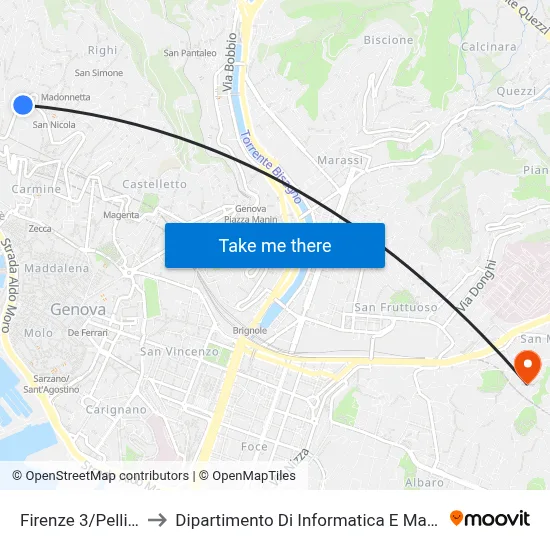 Firenze 3/Pellizzari to Dipartimento Di Informatica E Matematica map