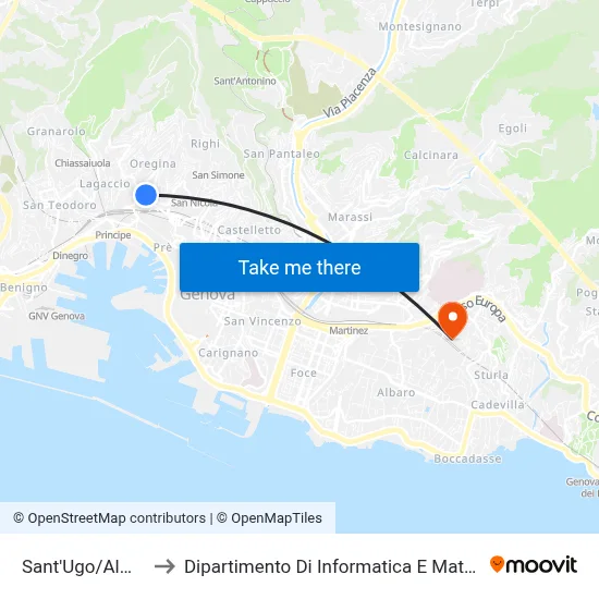 Sant'Ugo/Almeria to Department of Computer Science and Mathematics map