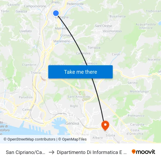 San Cipriano/Capolinea to Dipartimento Di Informatica E Matematica map