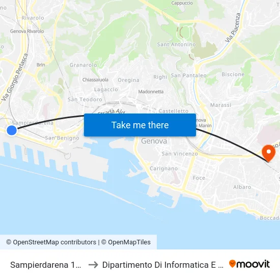 Sampierdarena 1/Molteni to Dipartimento Di Informatica E Matematica map