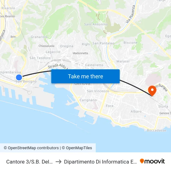 Cantore 3/S.B. Del Fossato to Dipartimento Di Informatica E Matematica map