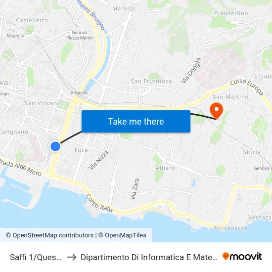Saffi 1/Questura to Dipartimento Di Informatica E Matematica map