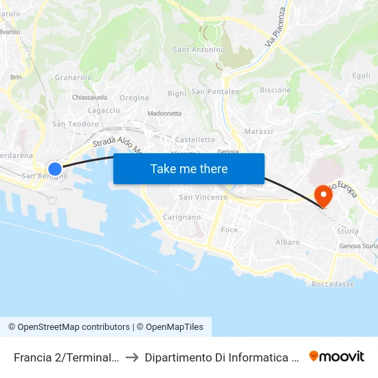 Francia 2/Terminal Traghetti to Dipartimento Di Informatica E Matematica map