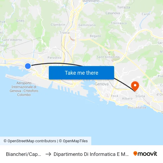 Biancheri/Capolinea to Dipartimento Di Informatica E Matematica map