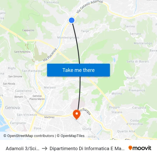 Adamoli 3/Sciorba to Department of Computer Science and Mathematics map