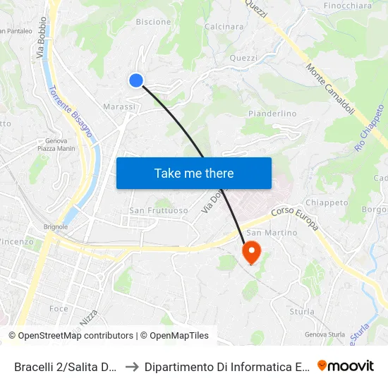 Bracelli 2/Salita Dell'Aquila to Dipartimento Di Informatica E Matematica map