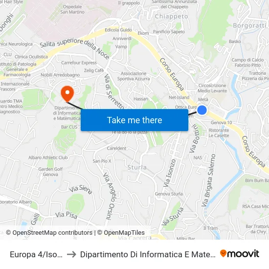 Europa 4/Isonzo to Dipartimento Di Informatica E Matematica map