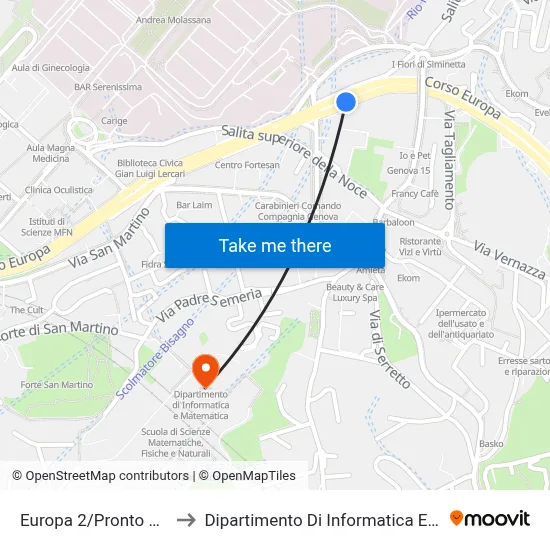 Europa 2/Emergency Room to Department of Computer Science and Mathematics map