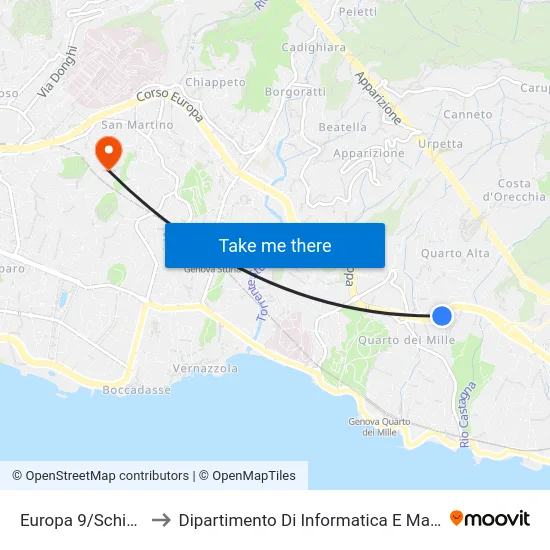 Europa 9/Schiaffino to Dipartimento Di Informatica E Matematica map