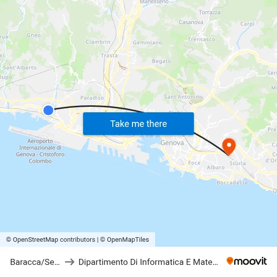 Baracca/Sestri to Dipartimento Di Informatica E Matematica map
