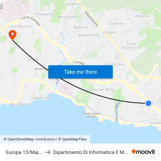Europa 13/Majorana to Dipartimento Di Informatica E Matematica map