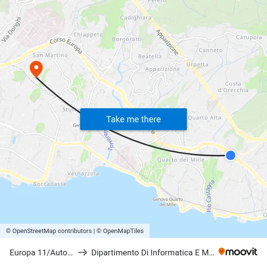 Europa 11/Autostrada to Dipartimento Di Informatica E Matematica map