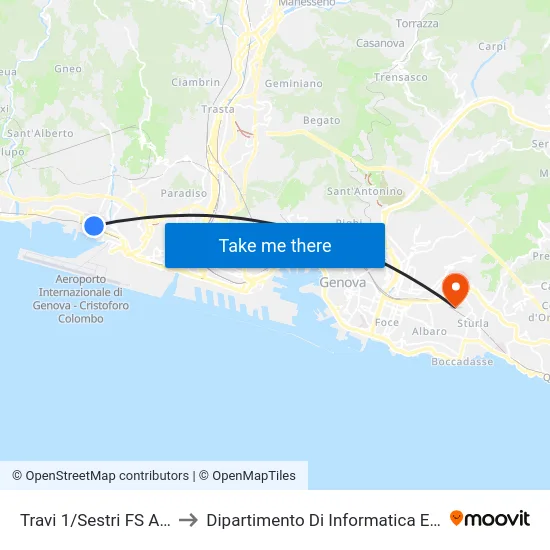 Travi 1/Sestri FS Aeroporto to Dipartimento Di Informatica E Matematica map