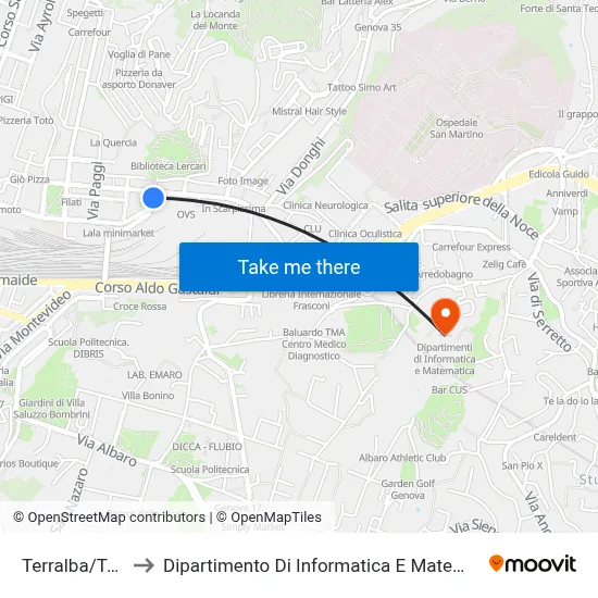Terralba/Torti to Dipartimento Di Informatica E Matematica map