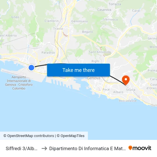Siffredi 3/Albareto to Dipartimento Di Informatica E Matematica map