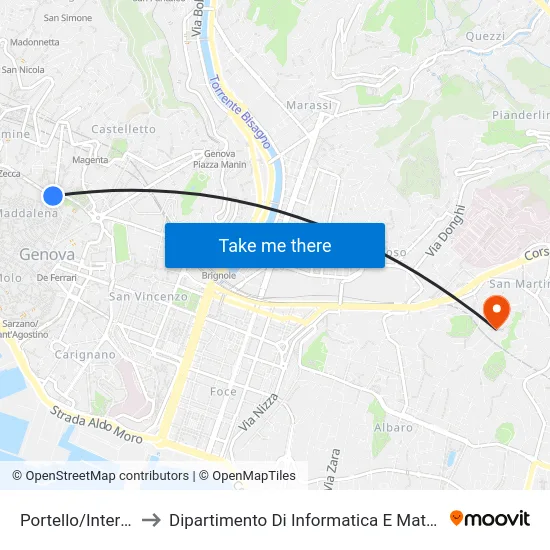 Portello/Interiano to Dipartimento Di Informatica E Matematica map