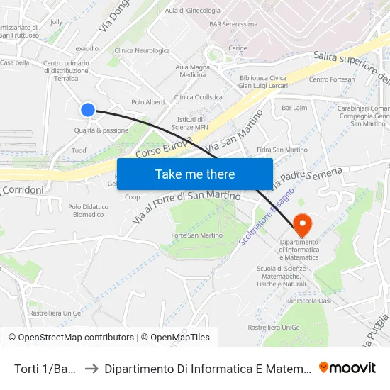 Torti 1/Barrili to Department of Computer Science and Mathematics map