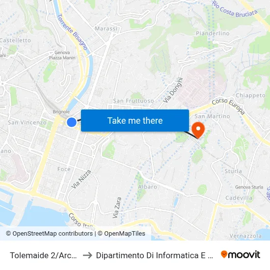 Tolemaide 2/Archimede to Department of Computer Science and Mathematics map