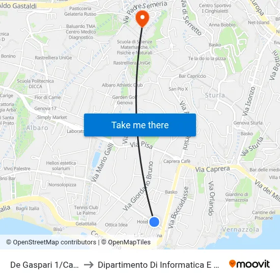 De Gaspari 1/Cavallotti to Department of Computer Science and Mathematics map