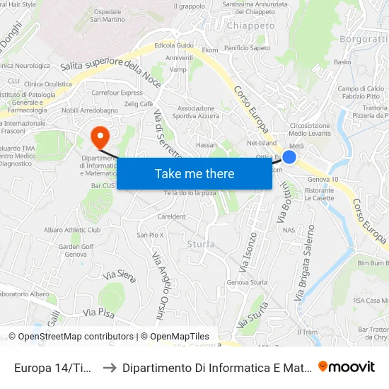 Europa 14/Timavo to Dipartimento Di Informatica E Matematica map