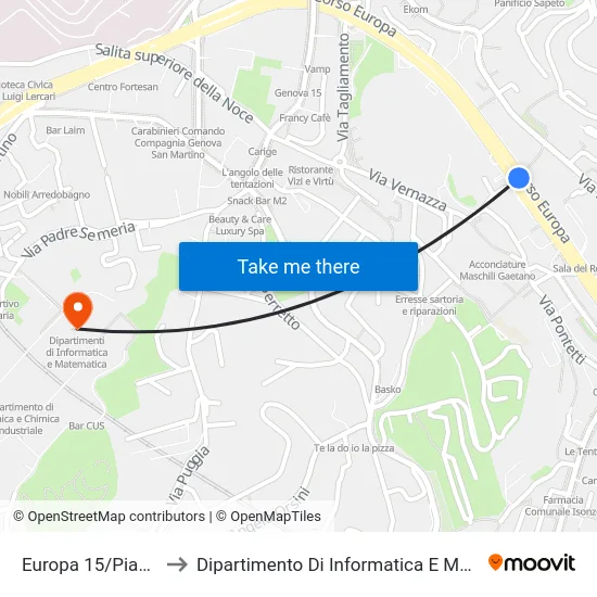 Europa 15/Piazzetta to Dipartimento Di Informatica E Matematica map