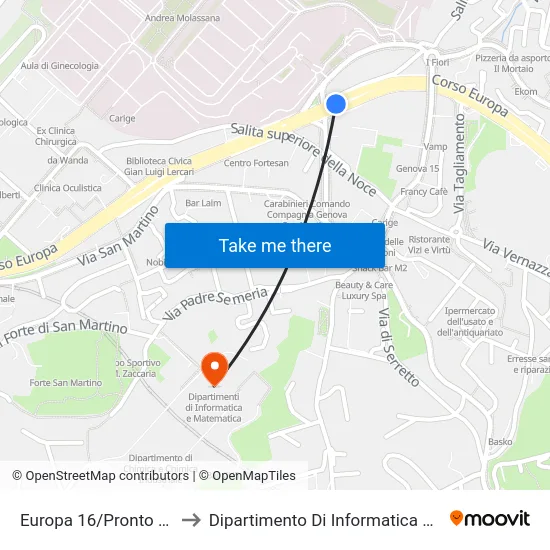 Europa 16/Pronto Soccorso to Dipartimento Di Informatica E Matematica map