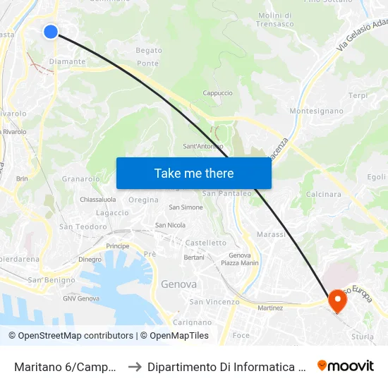Maritano 6/Sports Field to Department of Computer Science and Mathematics map