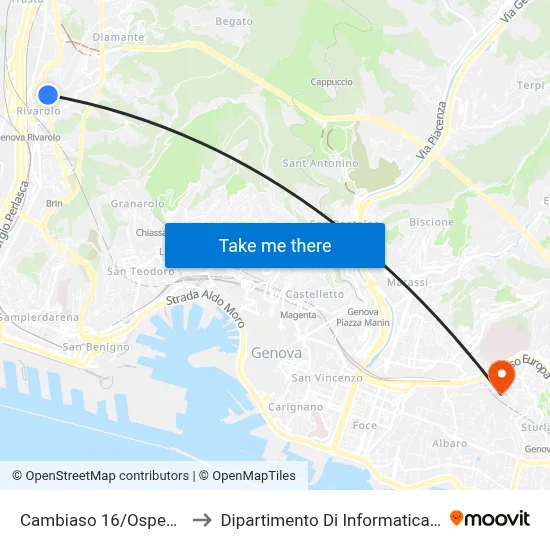 Cambiaso 16/Ospedale Celesia to Dipartimento Di Informatica E Matematica map