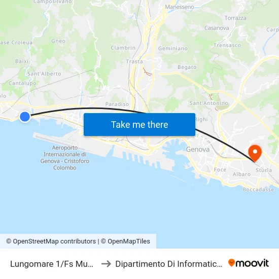 Lungomare 1/Fs Musei Pallavicini to Dipartimento Di Informatica E Matematica map