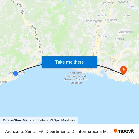 Arenzano, Santuario to Dipartimento Di Informatica E Matematica map