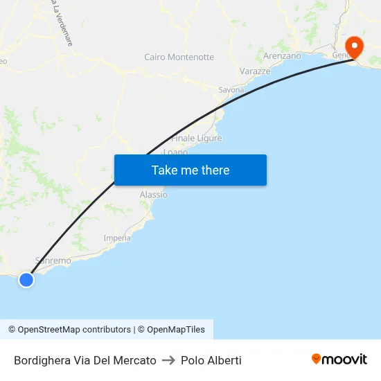 Bordighera Market Street to Alberti Center map