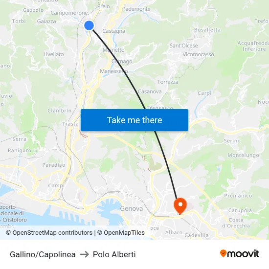 Gallino/Terminal to Alberti Center map