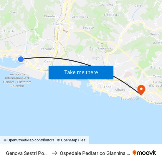 Genova Sestri Ponente to Ospedale Pediatrico Giannina Gaslini map