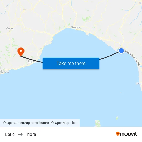 Lerici to Triora map