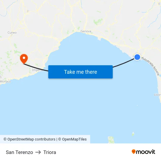 San Terenzo to Triora map