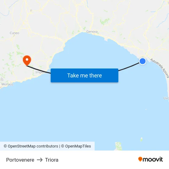 Portovenere to Triora map