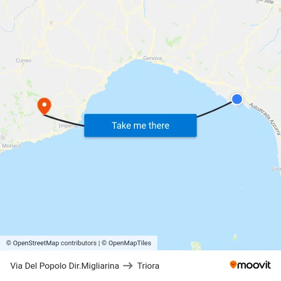 Via Del Popolo Dir.Migliarina to Triora map