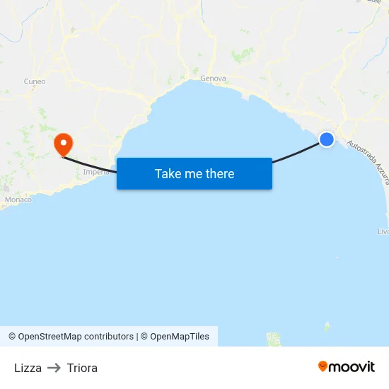 Lizza to Triora map