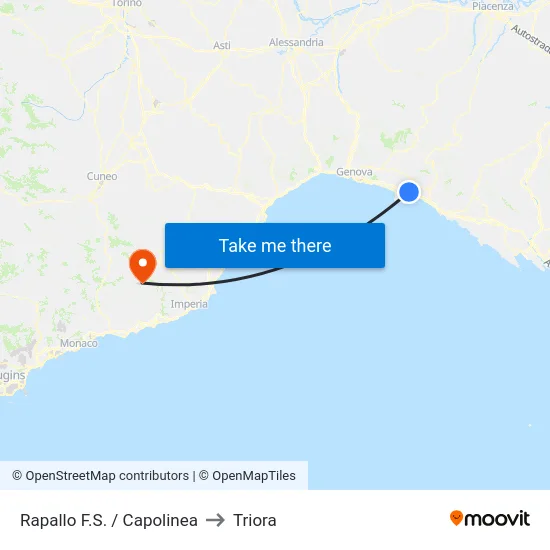 Rapallo F.S. / Capolinea to Triora map